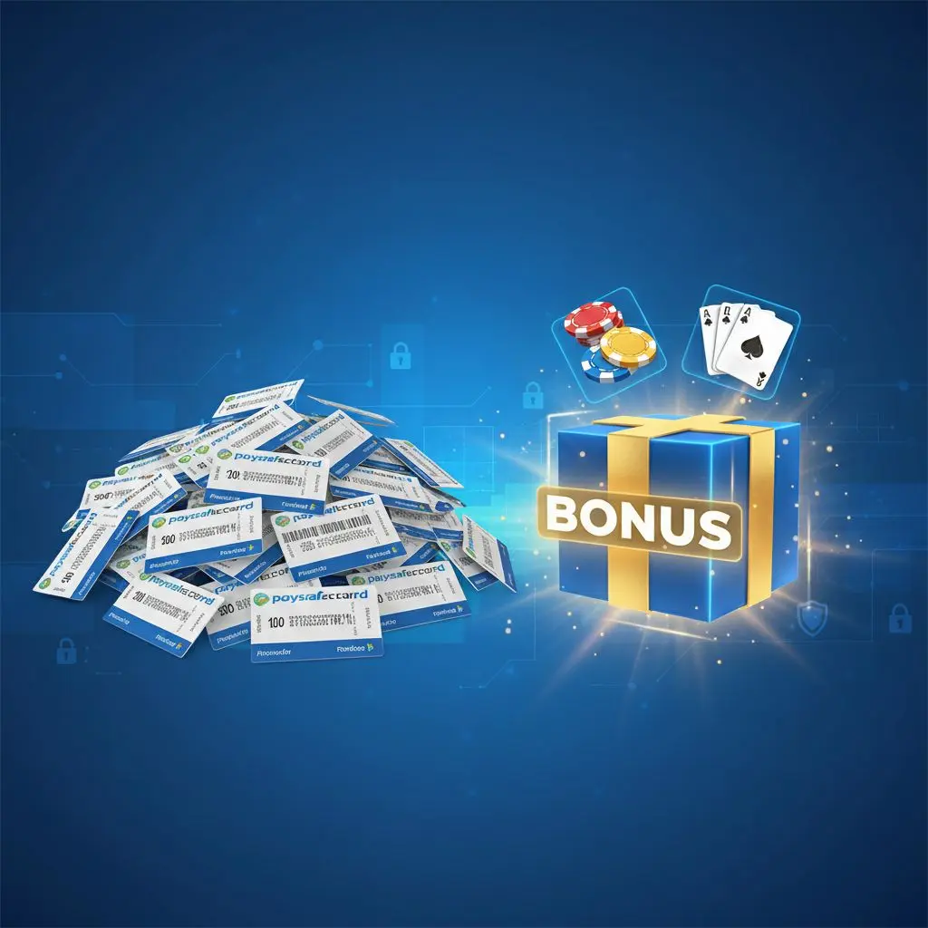 Paysafecard vouchery českých hodnot vedle boxu s bonusem a kasinovými žetony